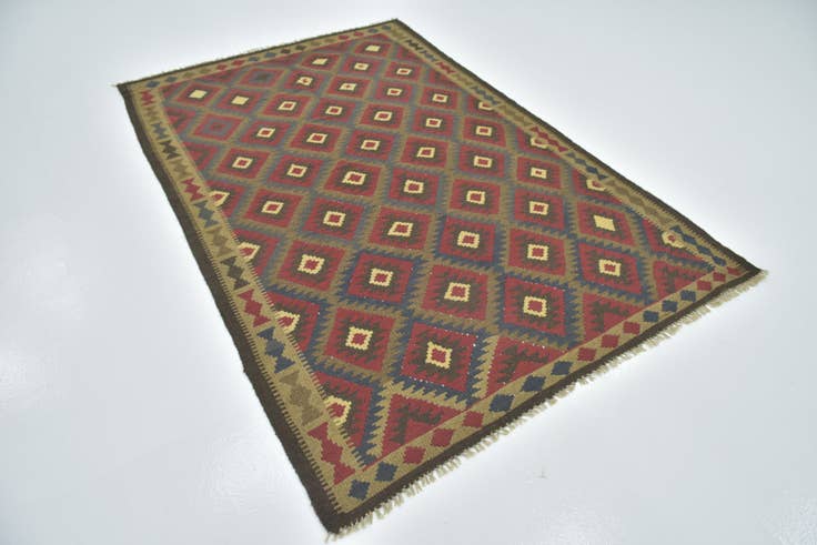 Detail image of 5' 3 x 8' 4 Hand Woven Kilim Maymana Wool Rug