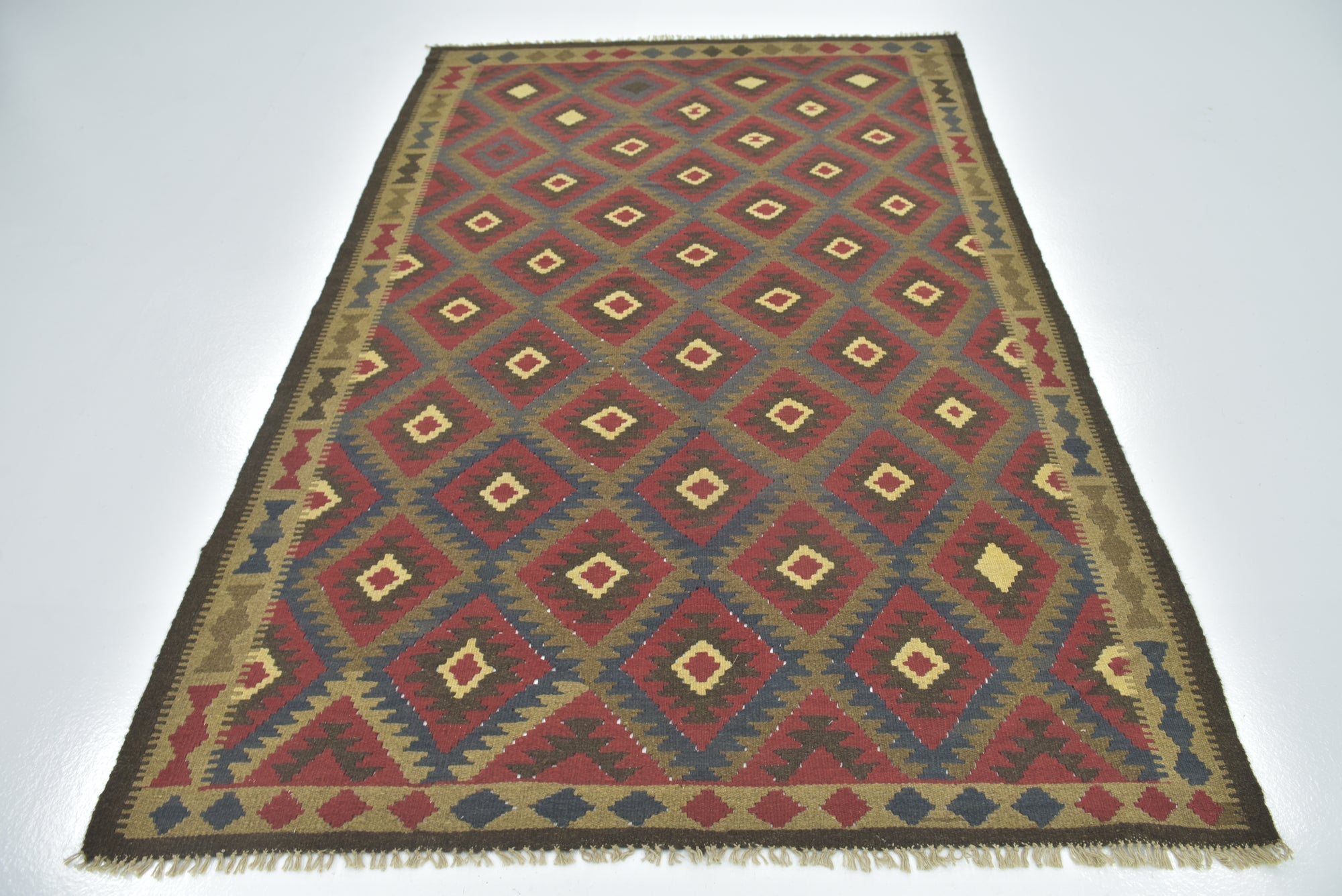5' 3 x 8' 4 Hand Woven Kilim Maymana Wool Rug