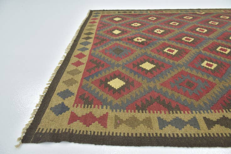 Detail image of 5' 3 x 8' 4 Hand Woven Kilim Maymana Wool Rug