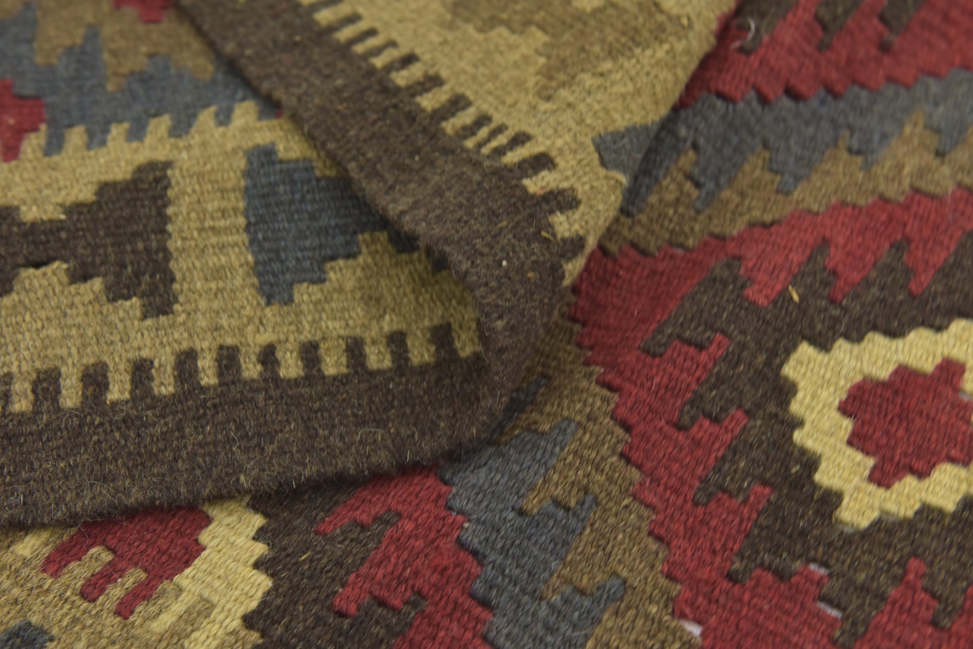 5' 3 x 8' 4 Hand Woven Kilim Maymana Wool Rug