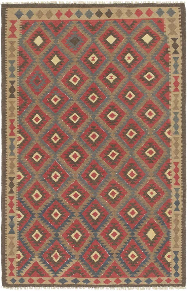 5' 3 x 8' 4 Hand Woven Kilim Maymana Wool Rug
