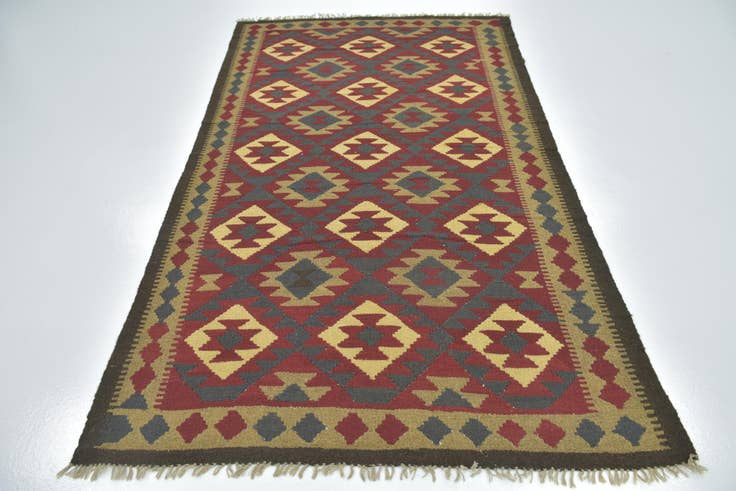 Detail image of 4' 10 x 8' 4 Hand Woven Kilim Maymana Wool Rug