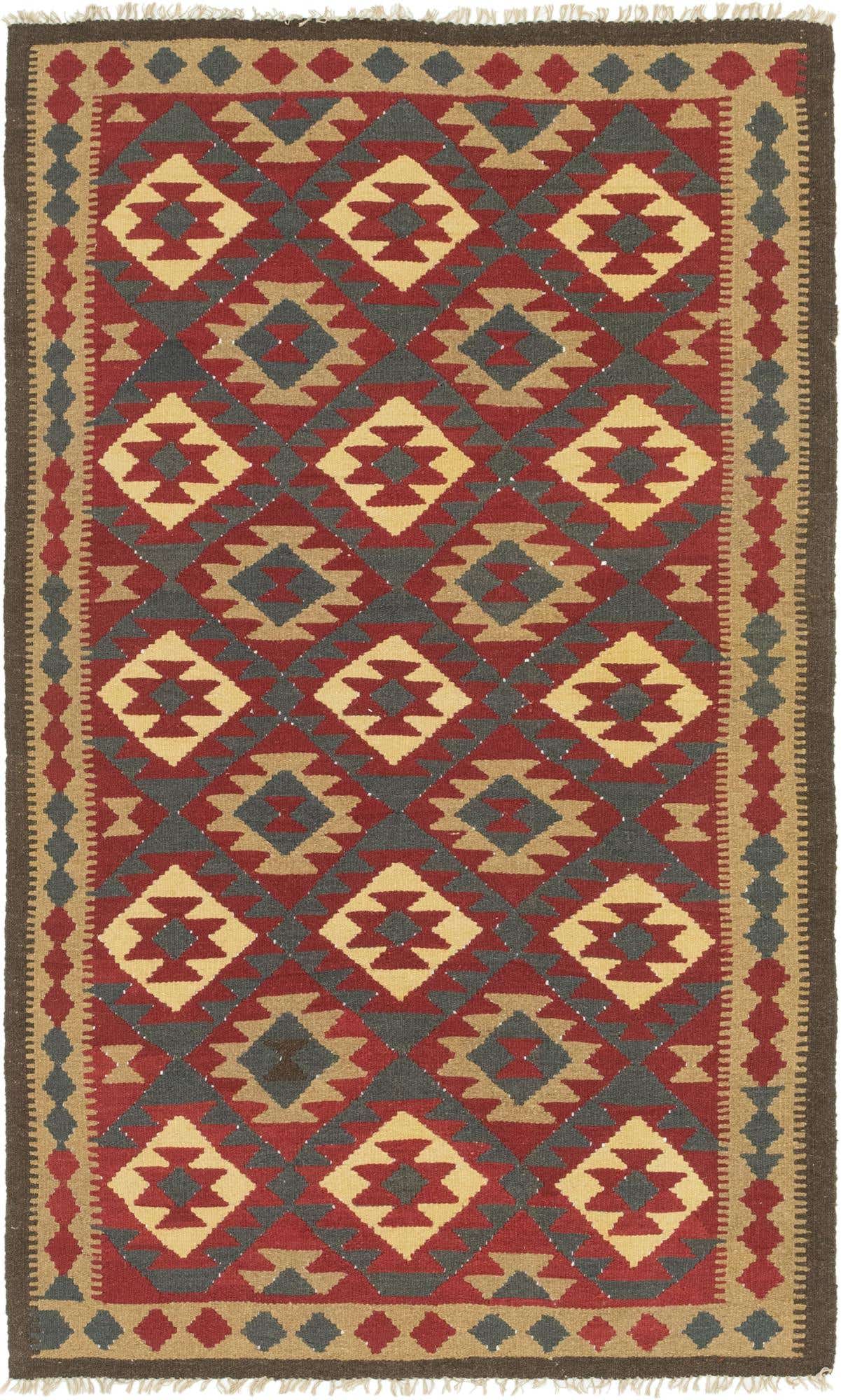 4' 10 x 8' 4 Hand Woven Kilim Maymana Wool Rug