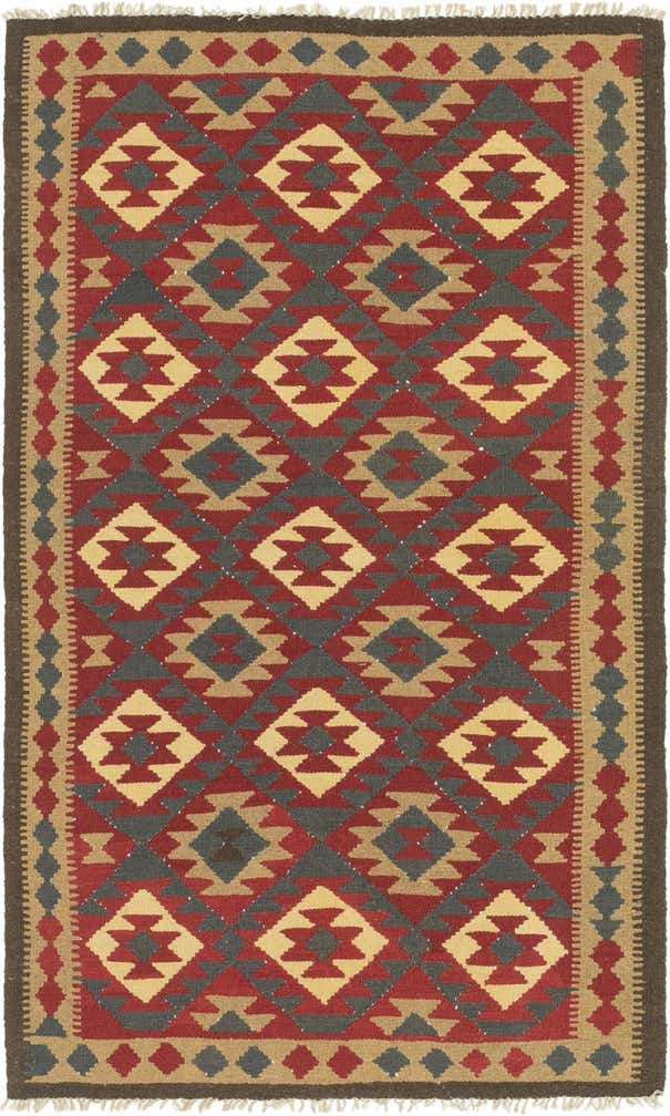 4' 10 x 8' 4 Hand Woven Kilim Maymana Wool Rug