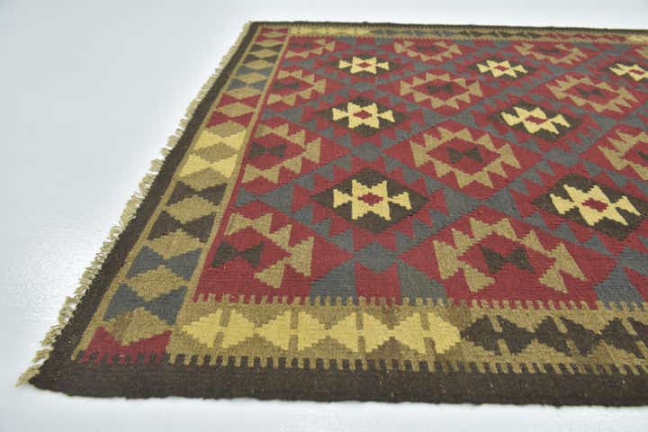 5' 3 x 8' Hand Woven Kilim Maymana Wool Rug