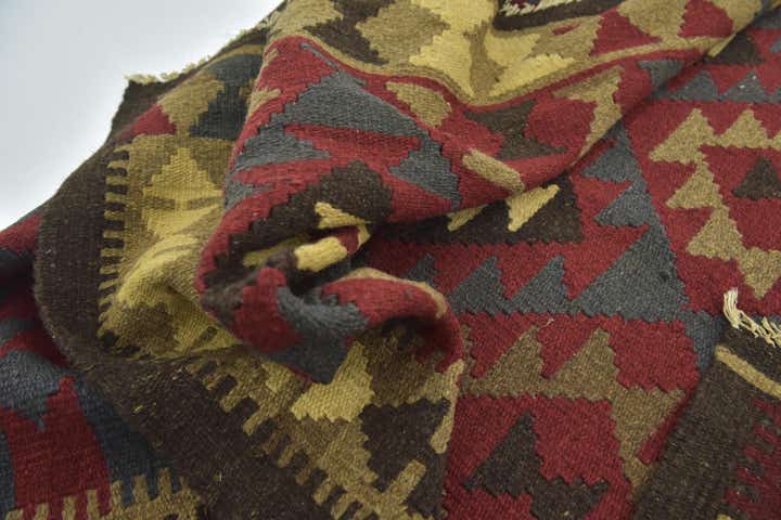 5' 3 x 8' Hand Woven Kilim Maymana Wool Rug