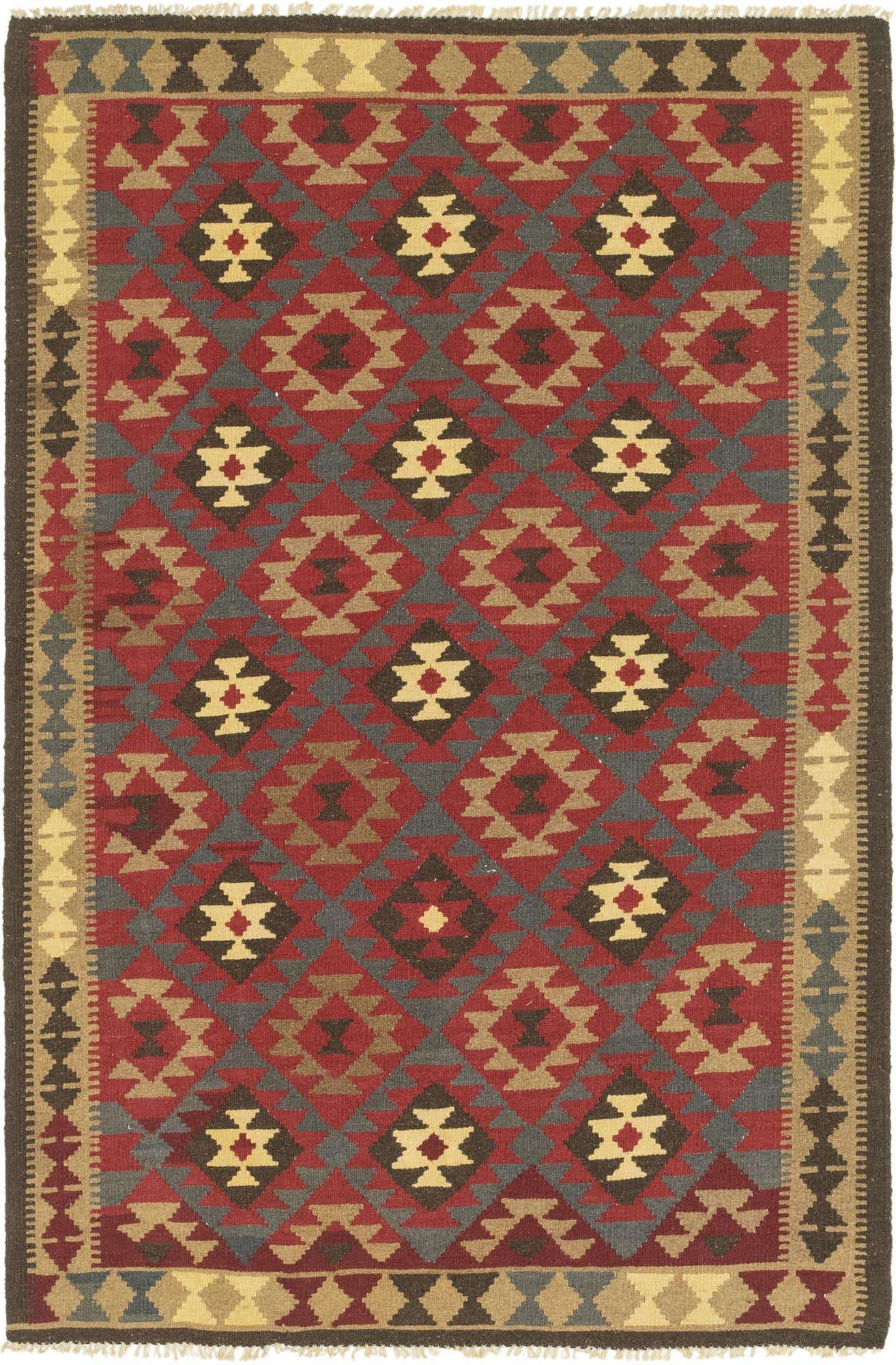 5' 3 x 8' Hand Woven Kilim Maymana Wool Rug