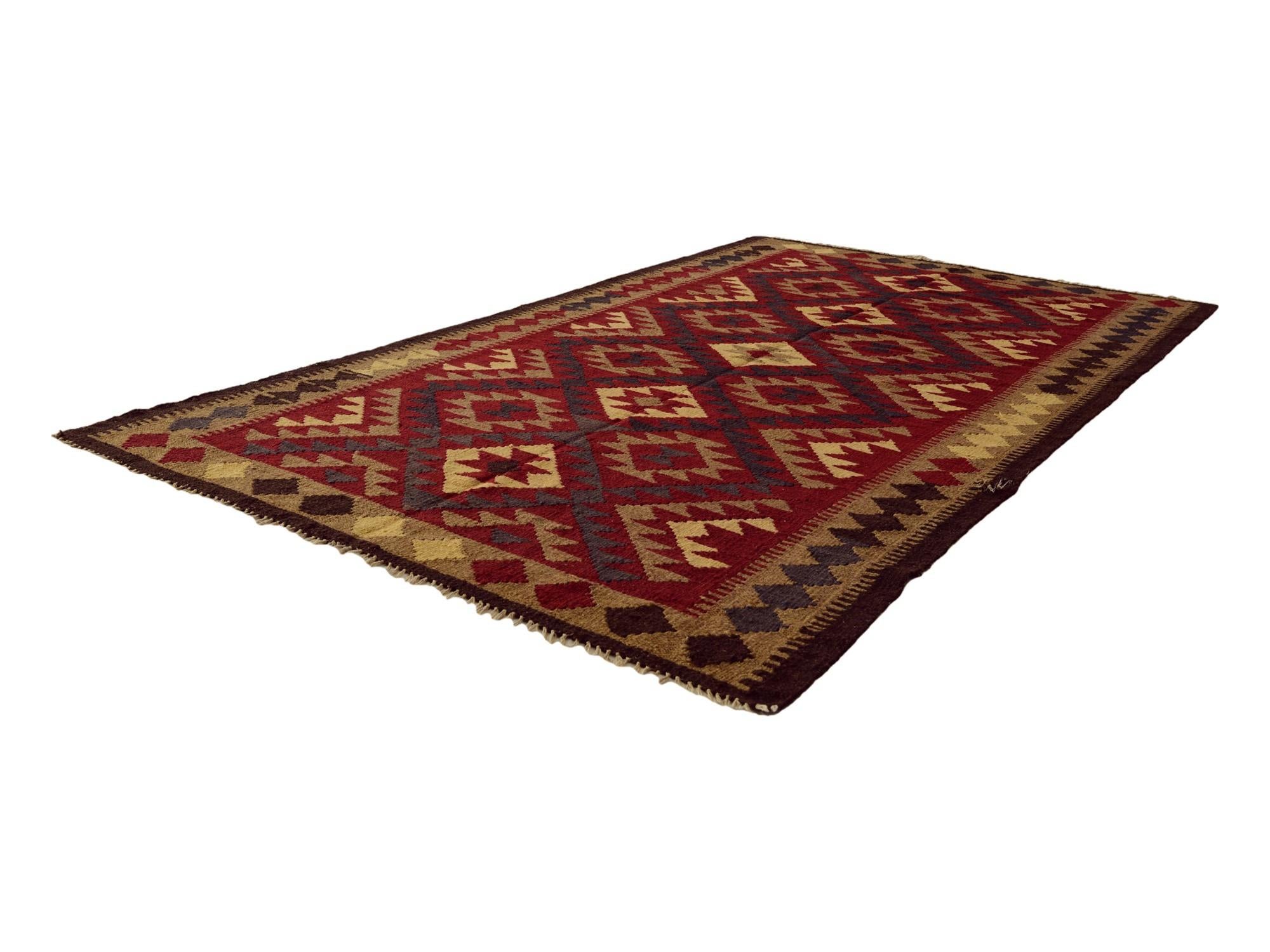 5' x 8' 6 Hand Woven Kilim Maymana Wool Rug