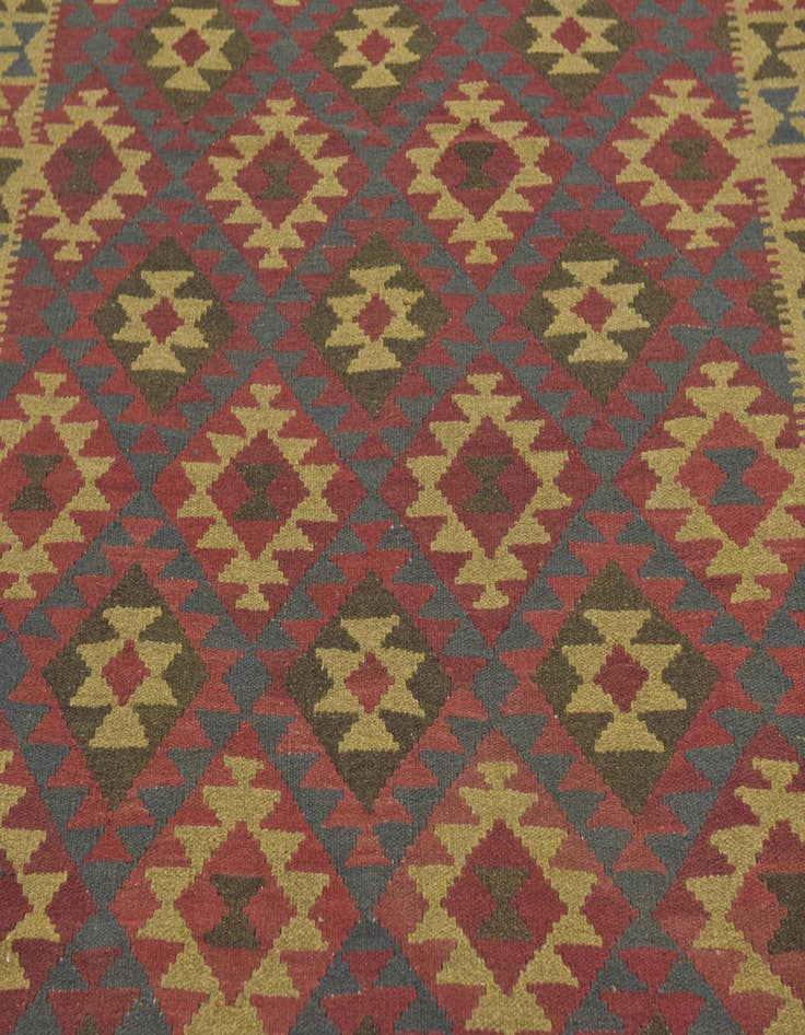 Detail image of 5' 4 x 8' 4 Hand Woven Kilim Maymana Wool Rug