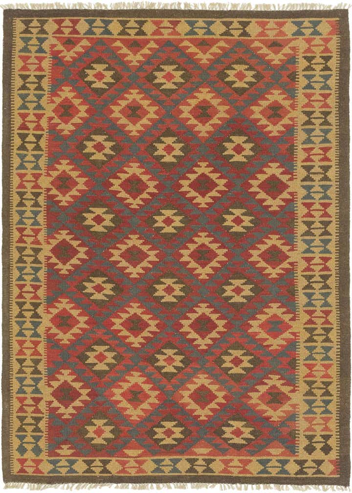 5' 4 x 8' 4 Hand Woven Kilim Maymana Wool Rug