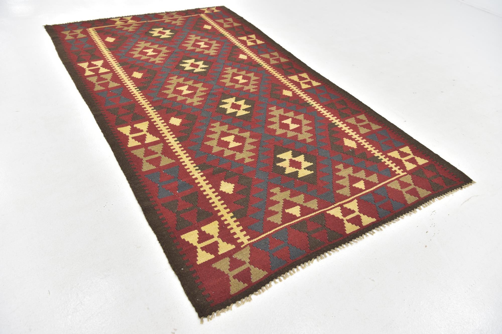 150cm x 250cm Tejido a mano Kilim Maymana Alfombra Lana