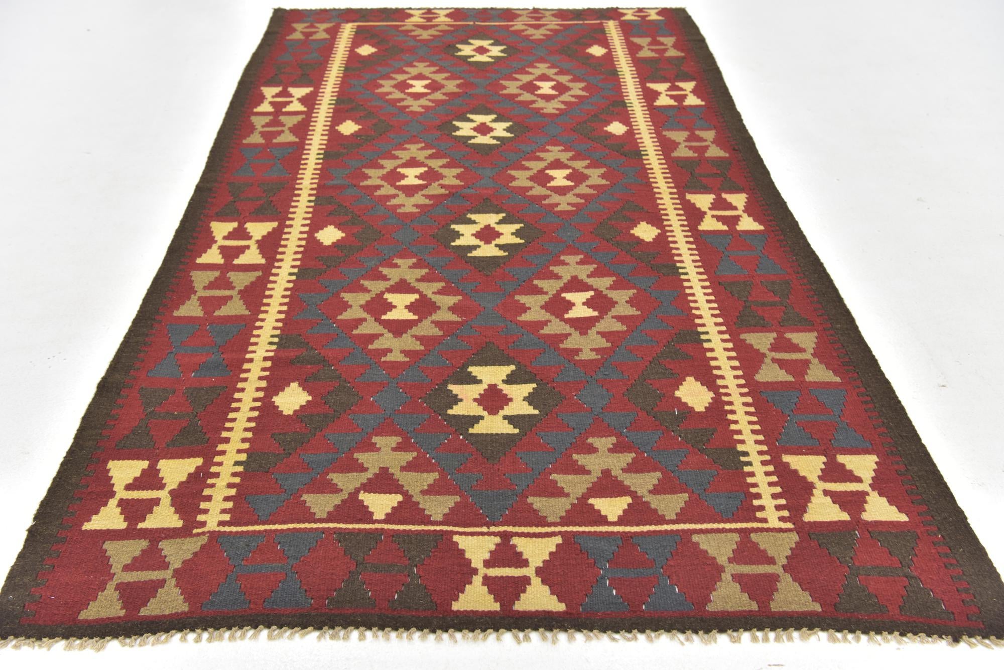 150cm x 250cm Tejido a mano Kilim Maymana Alfombra Lana