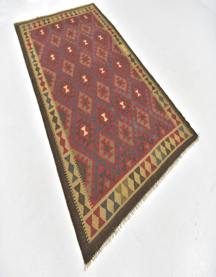 Detail image of 5' 2 x 8' 2 Hand Woven Kilim Maymana Wool Rug