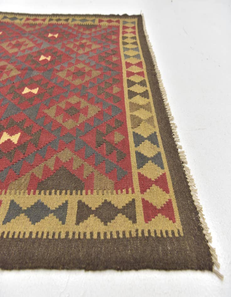 Detail image of 5' 2 x 8' 2 Hand Woven Kilim Maymana Wool Rug