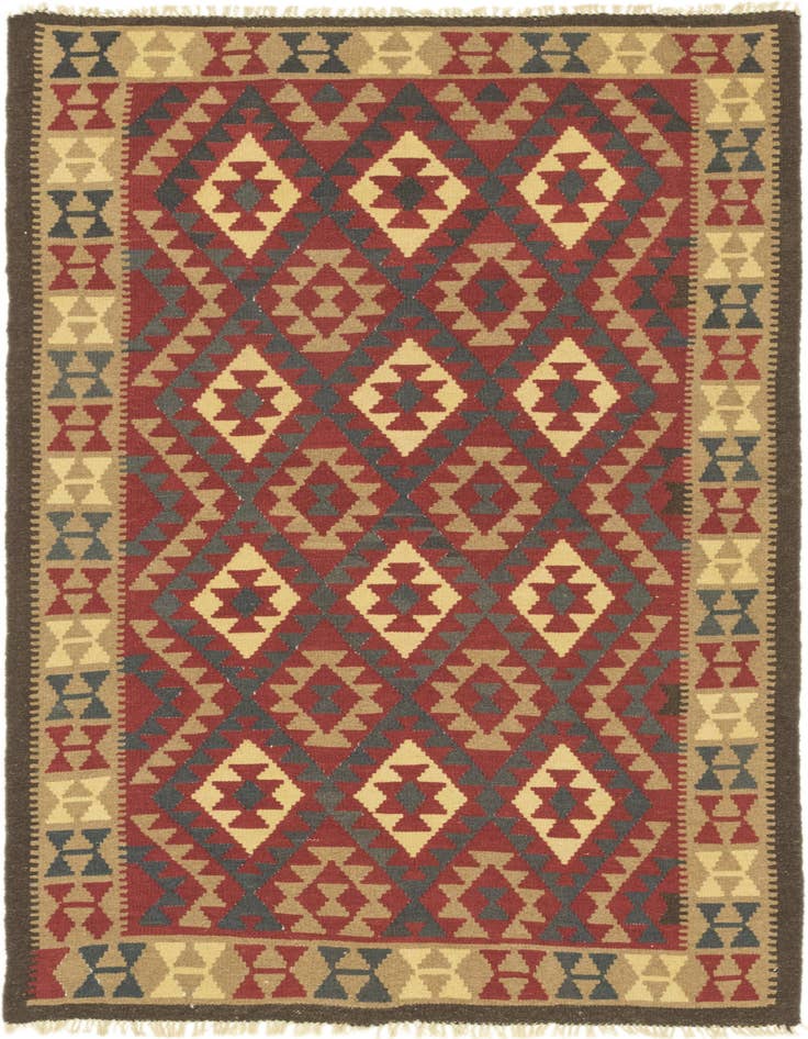 Detail image of 5' 1 x 8' Hand Woven Kilim Maymana Wool Rug