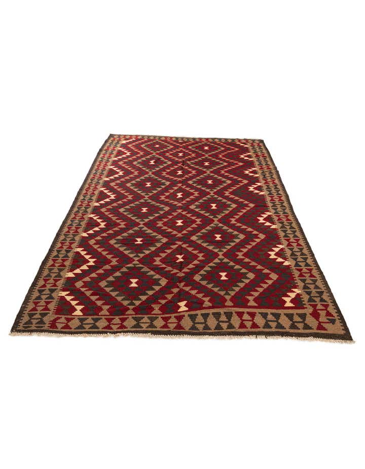 7' x 10' Hand Woven Kilim Maymana Wool Rug