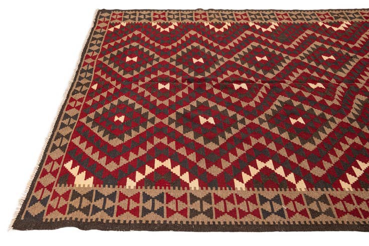 Detail image of 7' x 10' Hand Woven Kilim Maymana Wool Rug