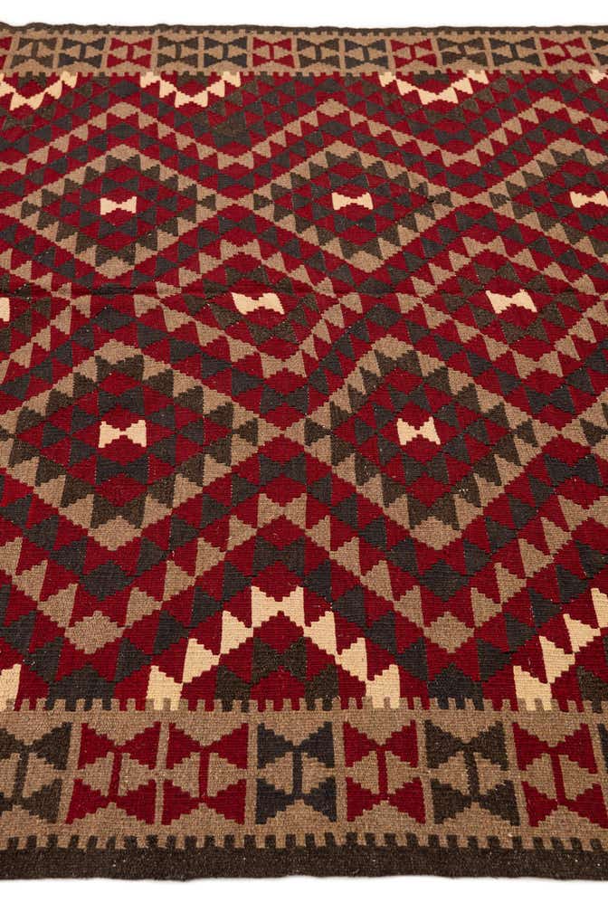 7' x 10' Hand Woven Kilim Maymana Wool Rug
