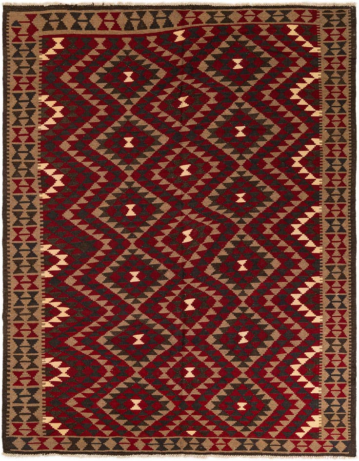 Detail image of 7' x 10' Hand Woven Kilim Maymana Wool Rug