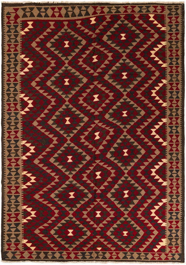 7' x 10' Hand Woven Kilim Maymana Wool Rug