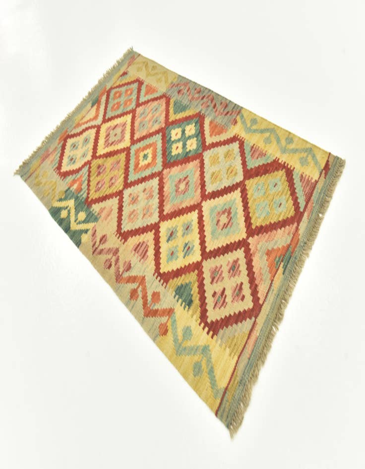 Detail image of 2' 8 x 4' 4  Hand Woven Kilim Maymana Wool Rug