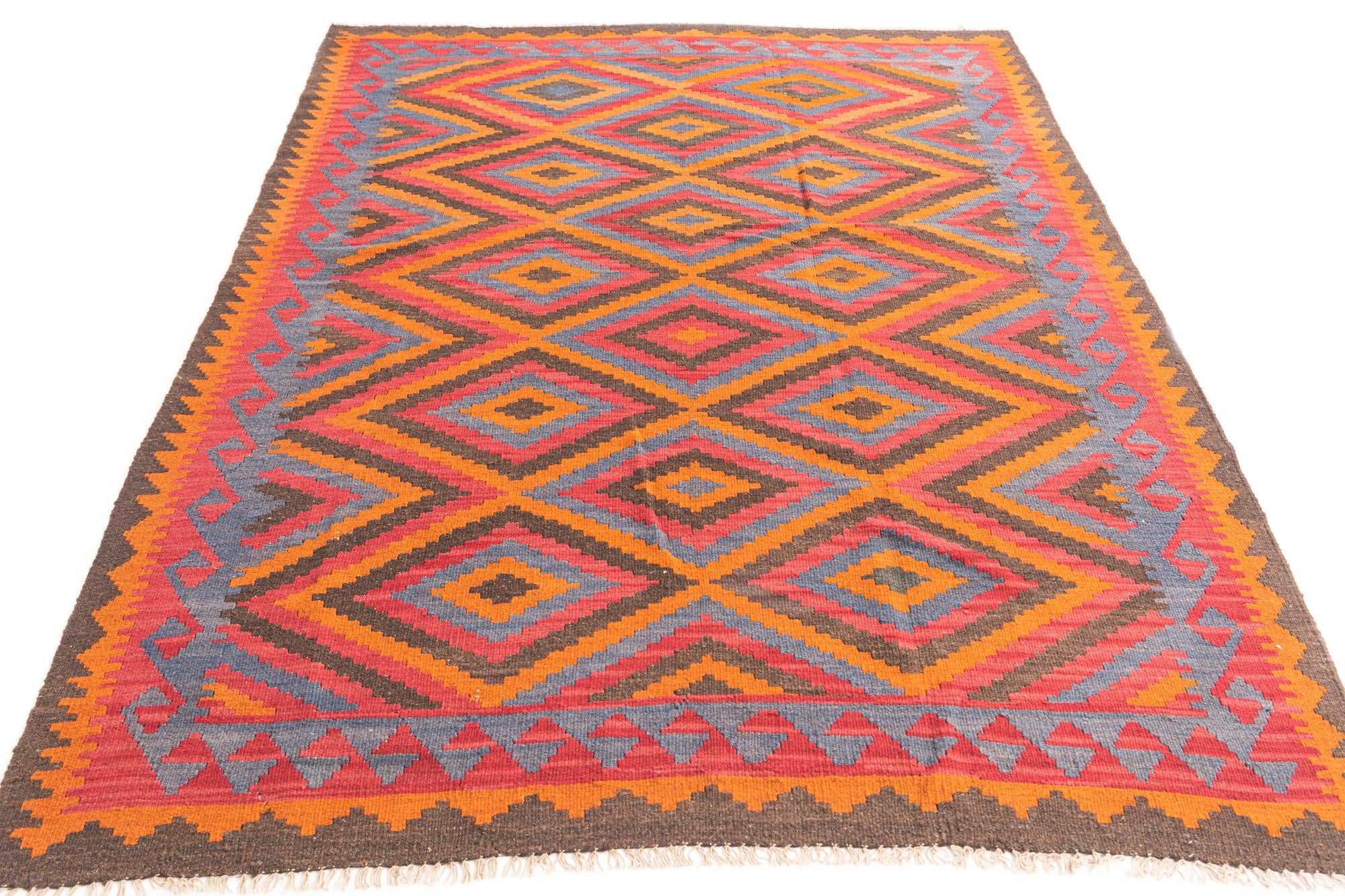 170cm x 240cm Hand Woven Kilim Maymana Wool Rug