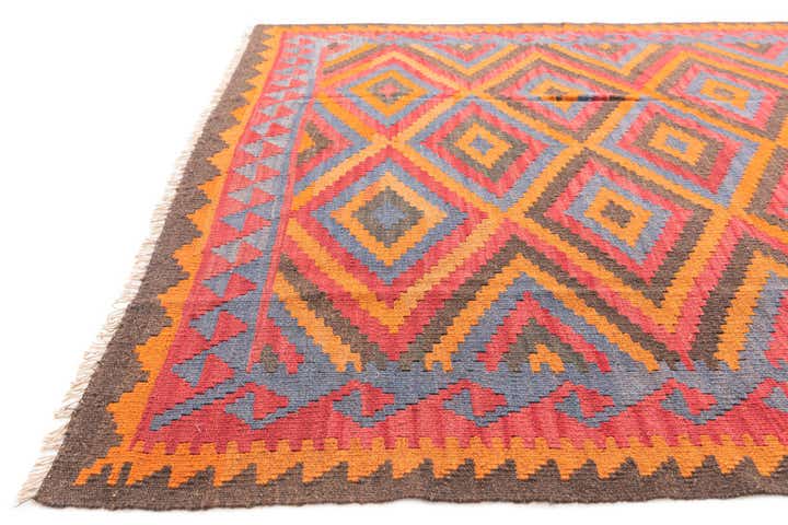 5' 7 x 7' 10 Hand Woven Kilim Maymana Wool Rug