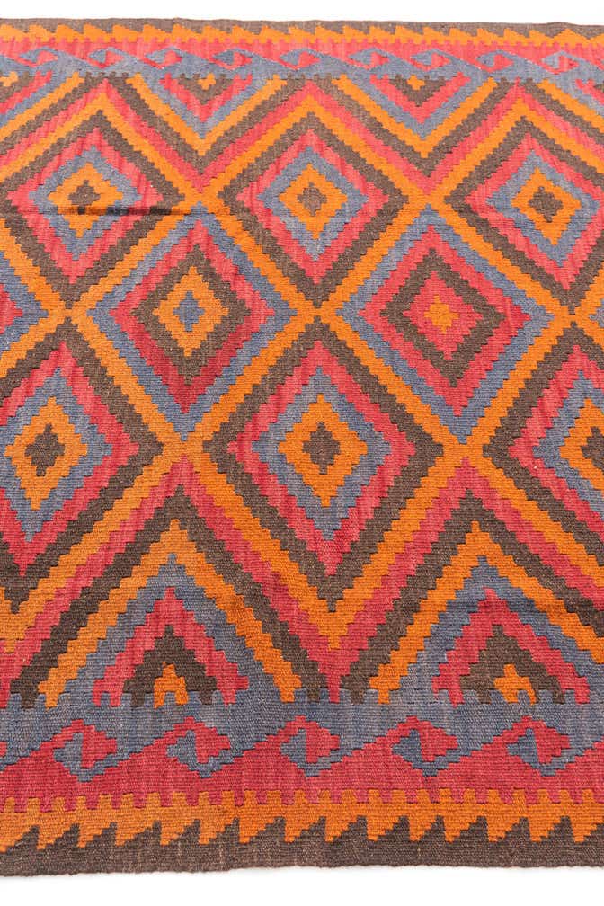 5' 7 x 7' 10 Hand Woven Kilim Maymana Wool Rug