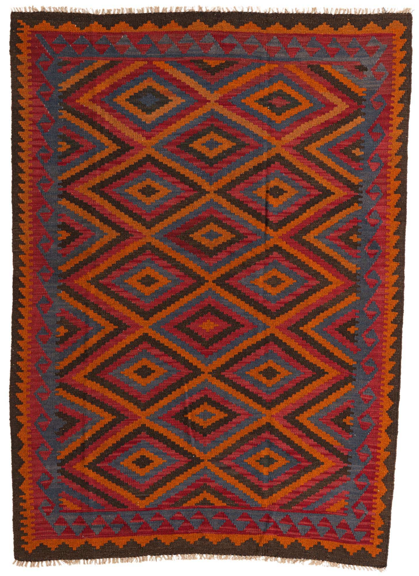 5' 7 x 7' 10 Hand Woven Kilim Maymana Wool Rug