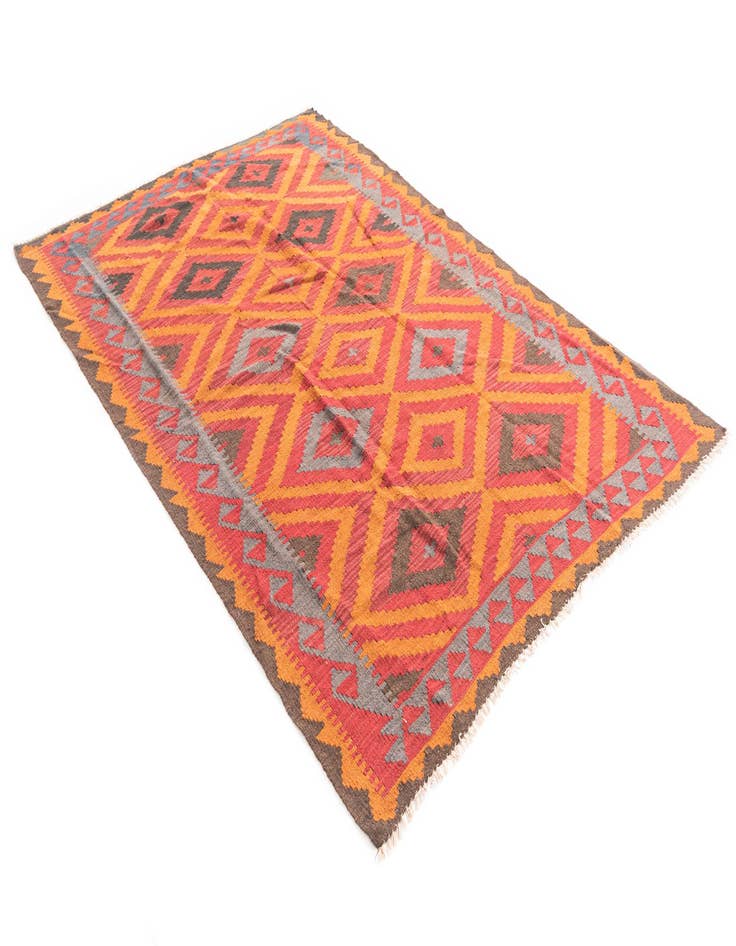 Detail image of 5' 4 x 7' 10  Hand Woven Kilim Maymana Wool Rug