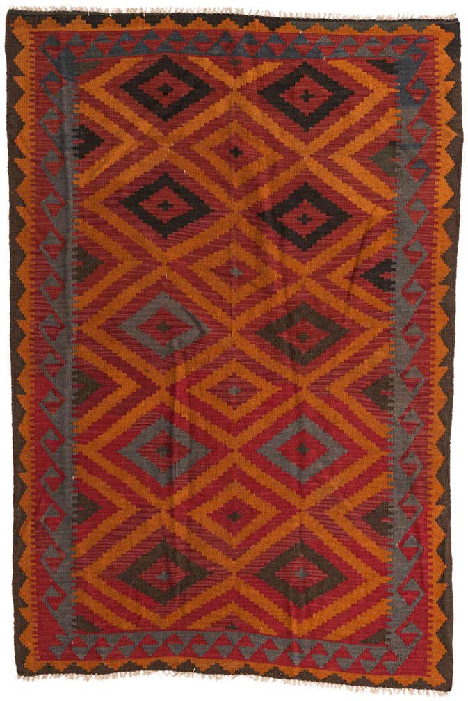 5' 4 x 7' 10 Hand Woven Kilim Maymana Wool Rug