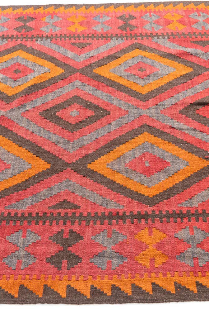 5' 4 x 6' 4 Hand Woven Kilim Maymana Wool Rug
