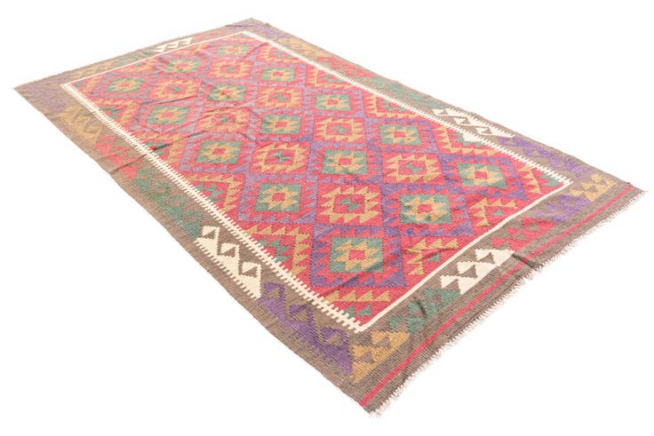 Detail image of 4' 9 x 8' 4 Hand Woven Kilim Maymana Wool Rug