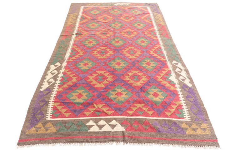 4' 9 x 8' 4 Hand Woven Kilim Maymana Wool Rug