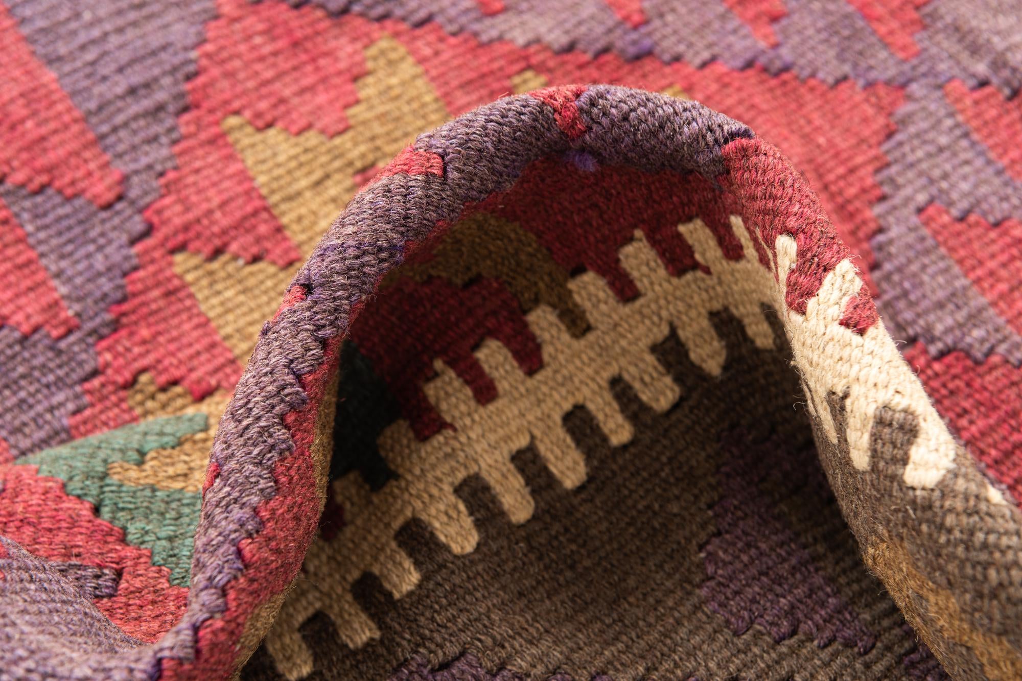 4' 9 x 8' 4 Hand Woven Kilim Maymana Wool Rug