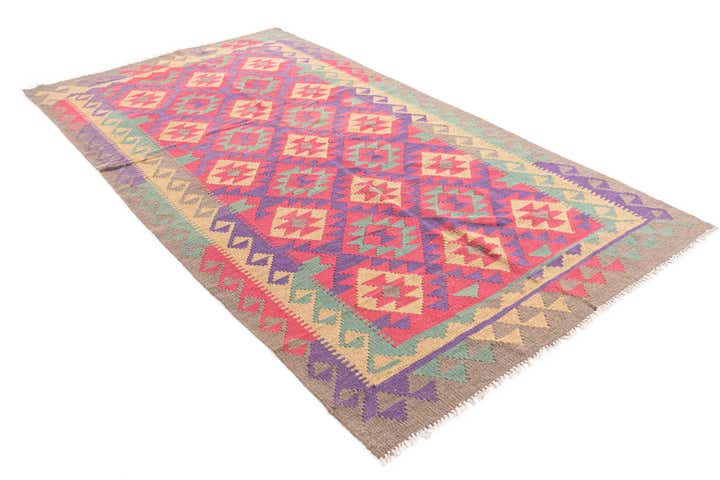 4' 9 x 8' 8 Hand Woven Kilim Maymana Wool Rug