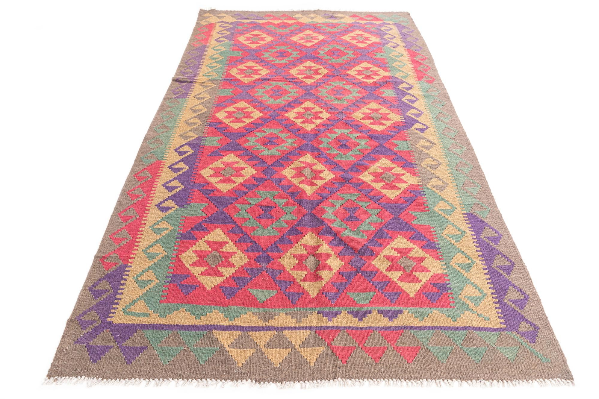 4' 9 x 8' 8 Hand Woven Kilim Maymana Wool Rug