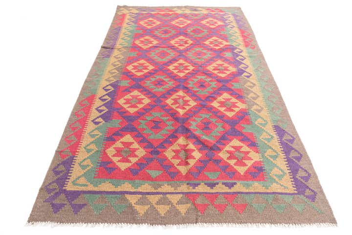 4' 9 x 8' 8 Hand Woven Kilim Maymana Wool Rug