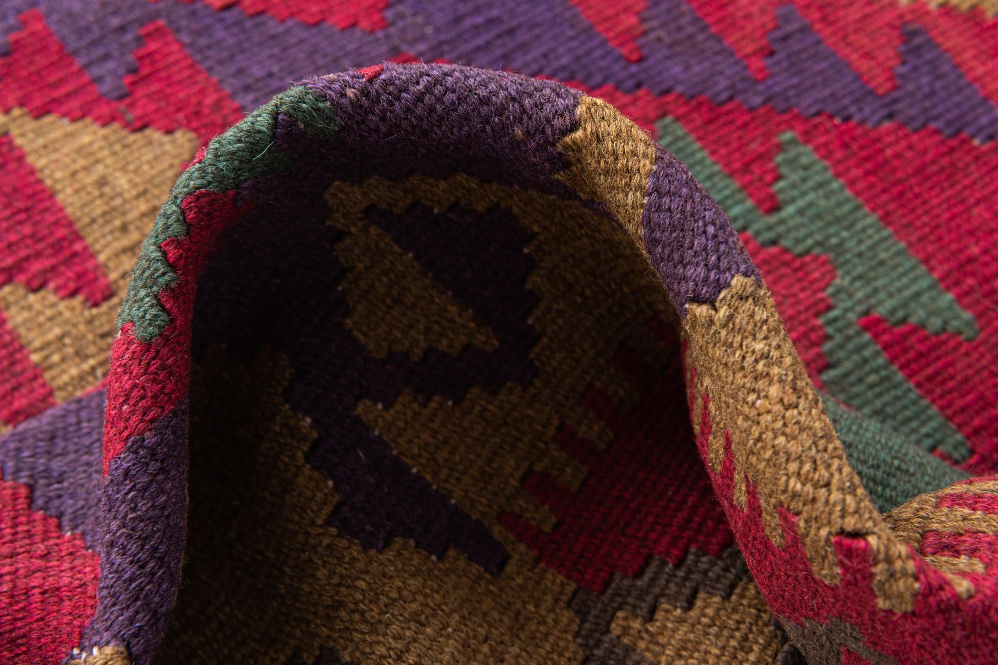4' 9 x 8' 8 Hand Woven Kilim Maymana Wool Rug