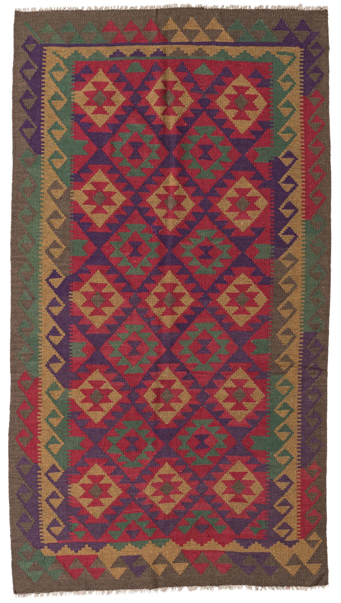 4' 9 x 8' 8 Hand Woven Kilim Maymana Wool Rug
