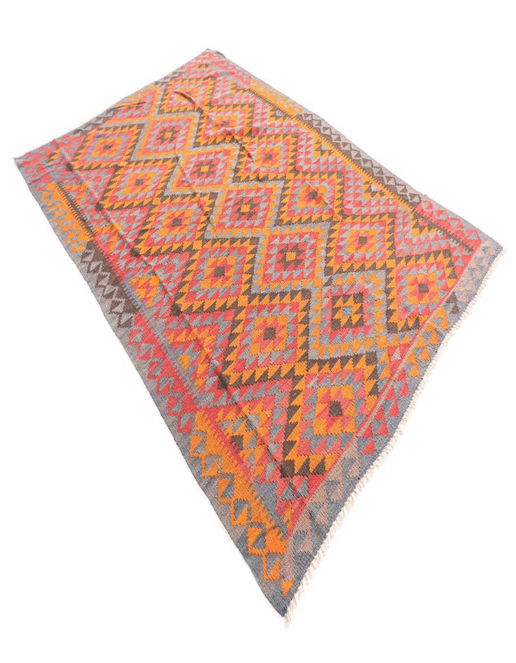 Detail image of 5' 7 x 8'  Hand Woven Kilim Maymana Wool Rug