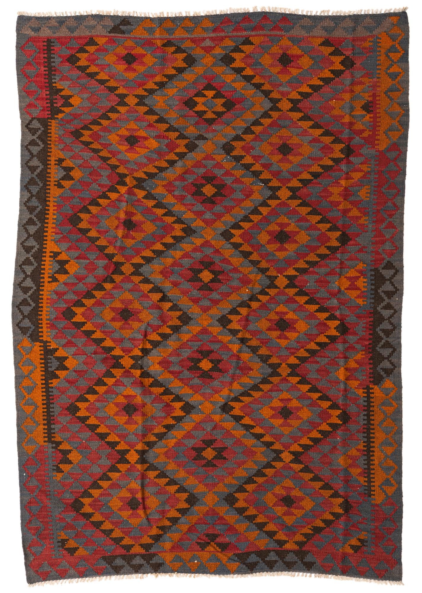 5' 7 x 8' Hand Woven Kilim Maymana Wool Rug