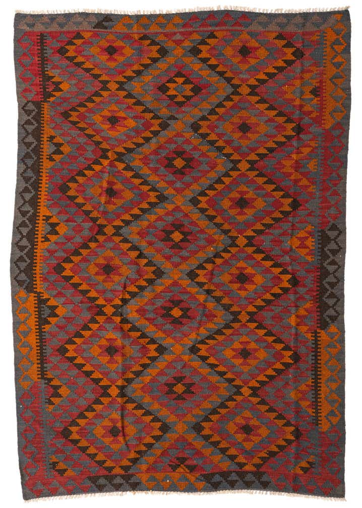 5' 7 x 8' Hand Woven Kilim Maymana Wool Rug