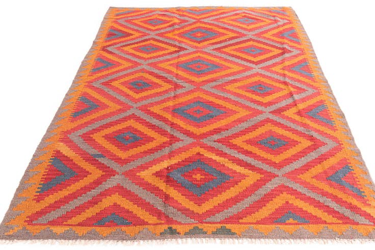 Detail image of 5' 4 x 7' 6 Hand Woven Kilim Maymana Wool Rug