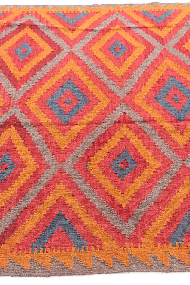 Detail image of 5' 4 x 7' 6 Hand Woven Kilim Maymana Wool Rug