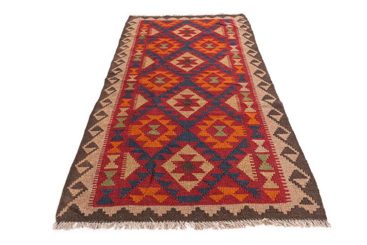 Detail image of 3' 4 x 6' 5 Hand Woven Kilim Maymana Wool Rug