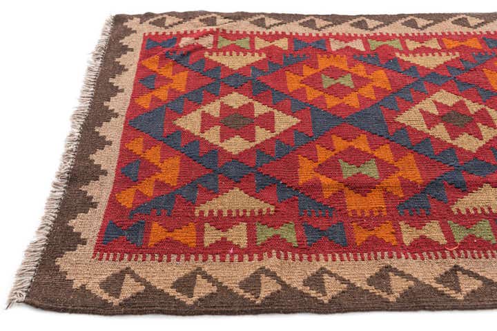 3' 4 x 6' 5 Hand Woven Kilim Maymana Wool Rug