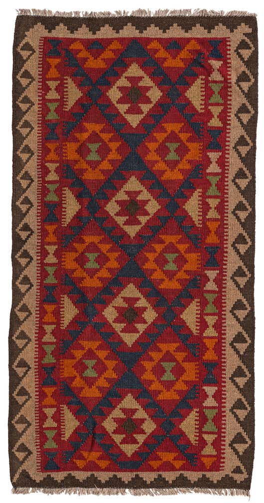 3' 4 x 6' 5 Hand Woven Kilim Maymana Wool Rug