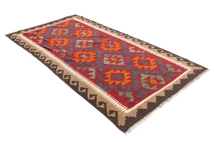 Detail image of 3' 4 x 6' 6 Hand Woven Kilim Maymana Wool Rug