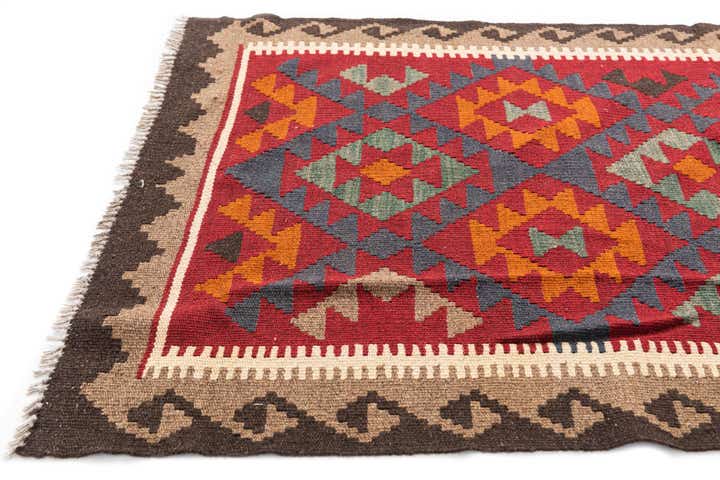 3' 4 x 6' 6 Hand Woven Kilim Maymana Wool Rug